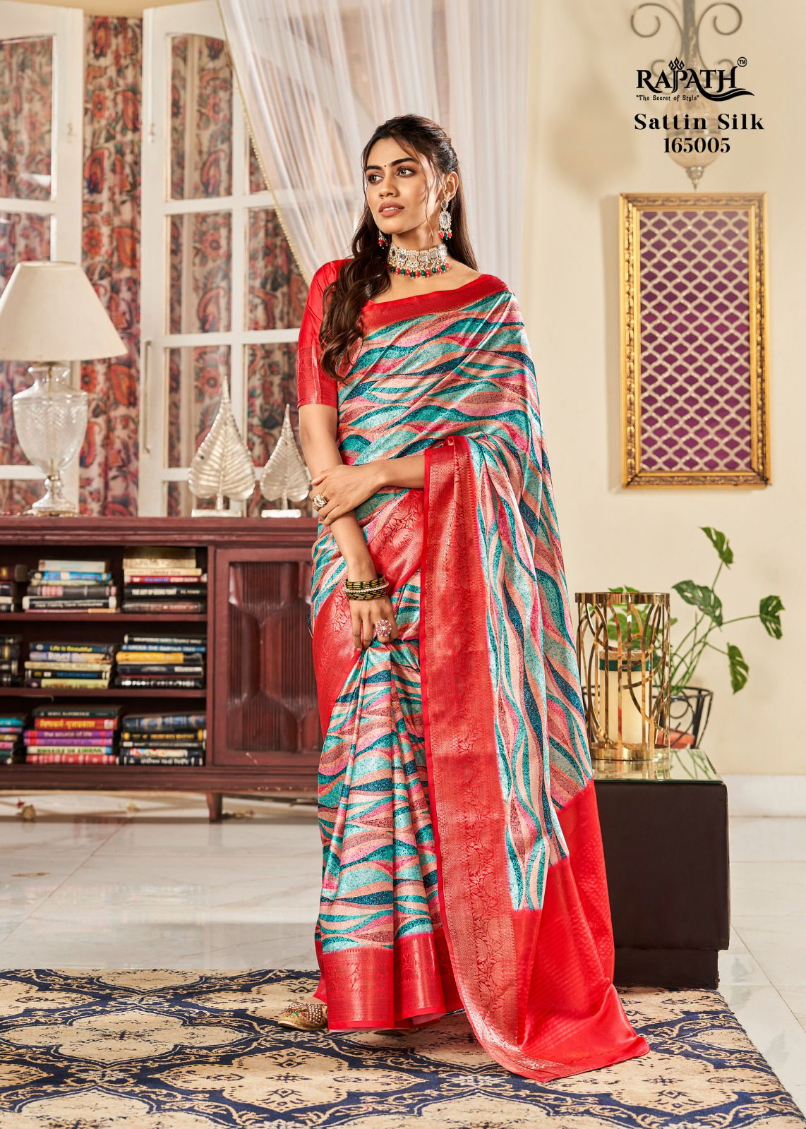 Sunheri Rajpath Designer Satin Printed Sarees Catalog